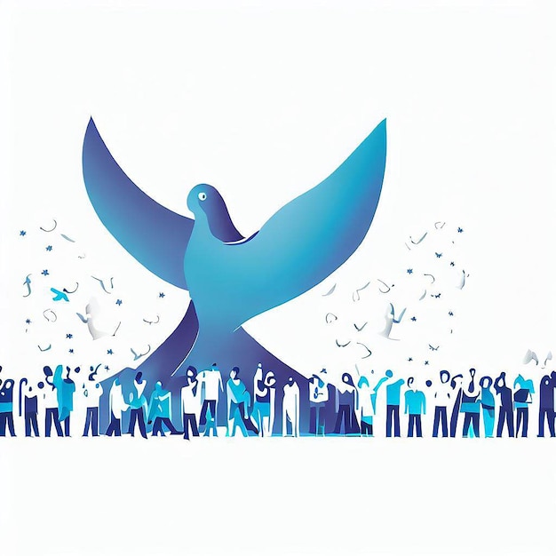 Dessin pour la journée humanitaire mondiale, la journée internationale de la paix et la journée mondiale de la population