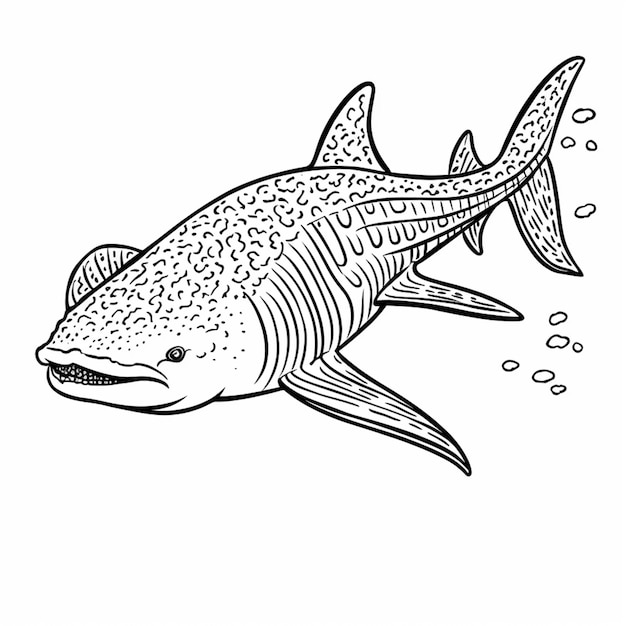 Un dessin d'un requin nageant dans l'océan avec des bulles génératives ai