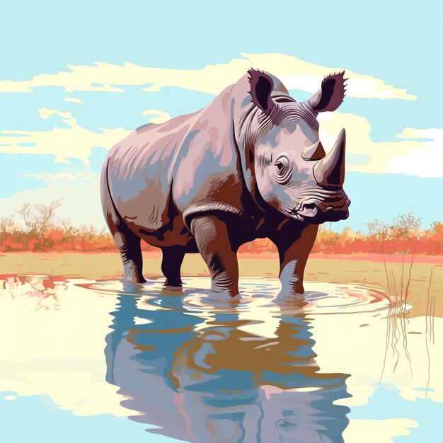 Photo le dessin d'un rhinocéros