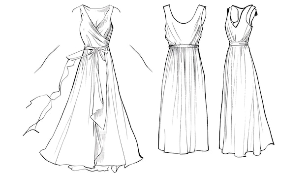 dessin d'une robe et de la ceinture