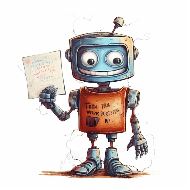Un dessin d'un robot tenant un morceau de papier avec les mots "tu es la meilleure chose".