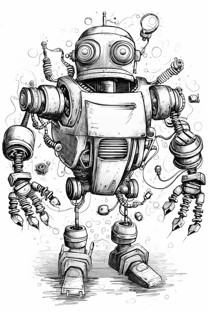 Photo un dessin d'un robot