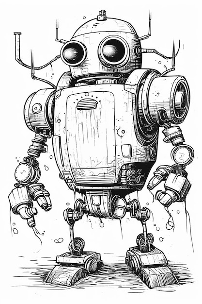 Un dessin d'un robot