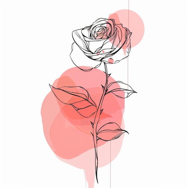 Photo un dessin d'une rose avec des cercles roses et rouges