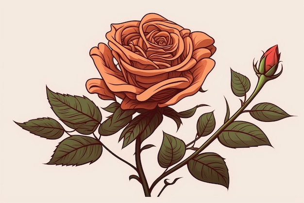 dessin d'une rose sur fond blanc