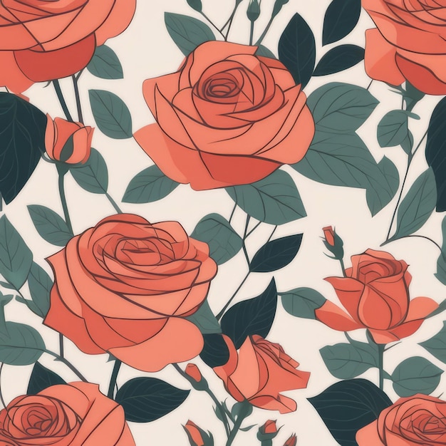 Dessin de rose minimaliste dessin de ligne florale bohémienne arrière-plan