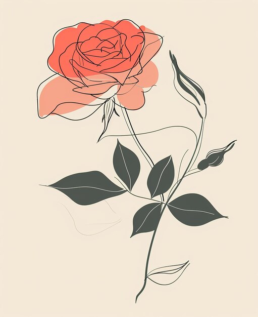 un dessin d'une rose avec les mots rose dessus