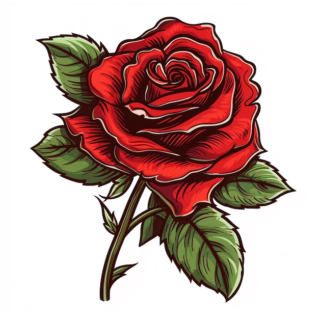 Un dessin de rose rouge génératif ai