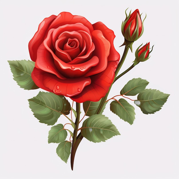 un dessin d'une rose rouge avec le mot " l " dessiné dessus