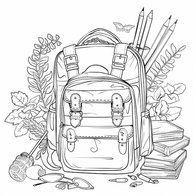 Photo un dessin d'un sac à dos avec une image d' un sac à dos dessiné dessus