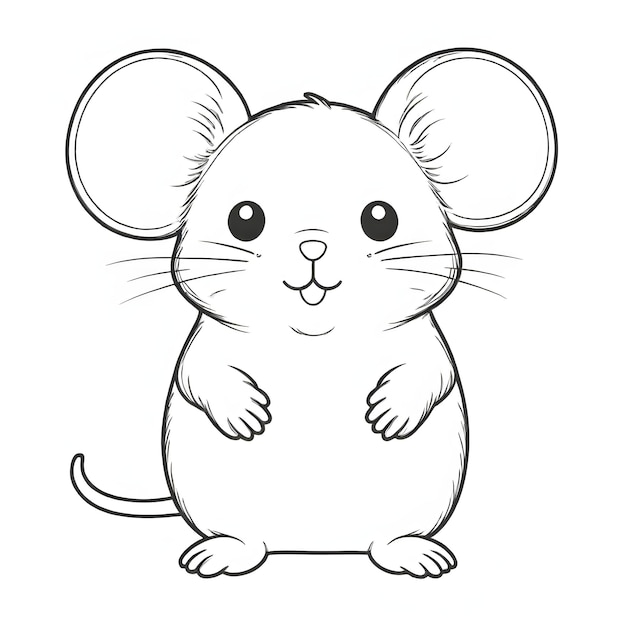 un dessin d'une souris avec un nez noir et un fond blanc