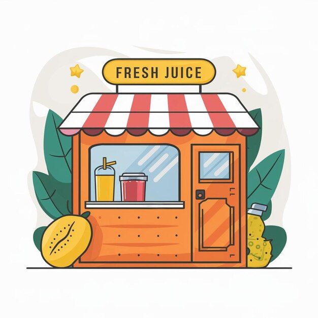 Photo un dessin d'un stand de jus frais avec un signe disant jus frais