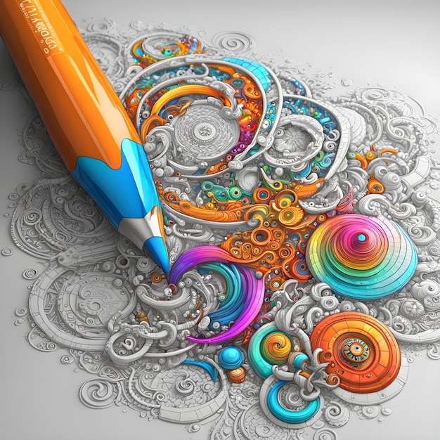 dessin d'un stylo coloré