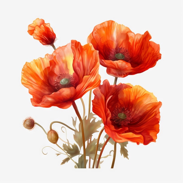 Un dessin d'un tas de coquelicots rouges