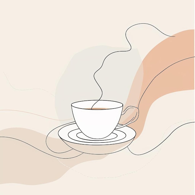 Photo un dessin d'une tasse de café sur une soucoupe