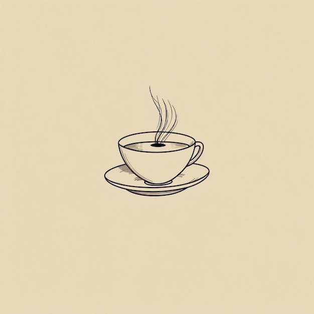Un dessin d'une tasse de café avec une vapeur qui en sort.