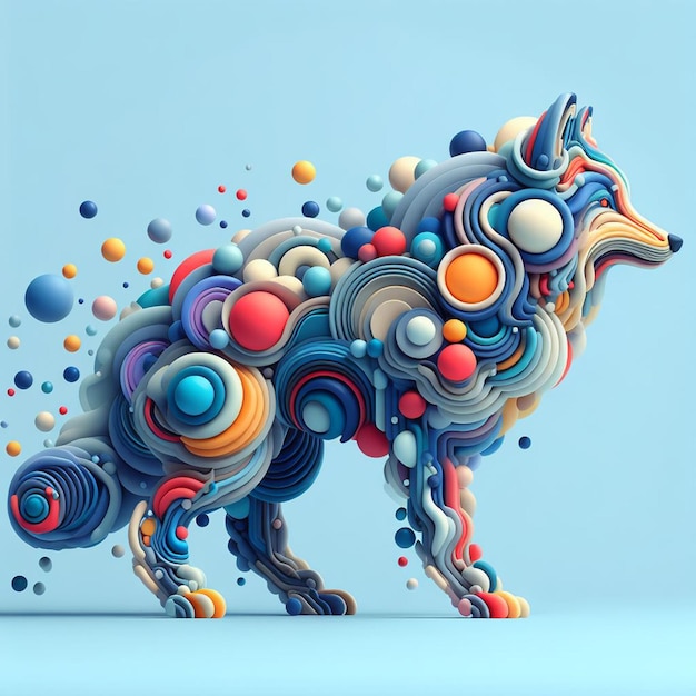un dessin d'un taureau avec différentes couleurs et formes