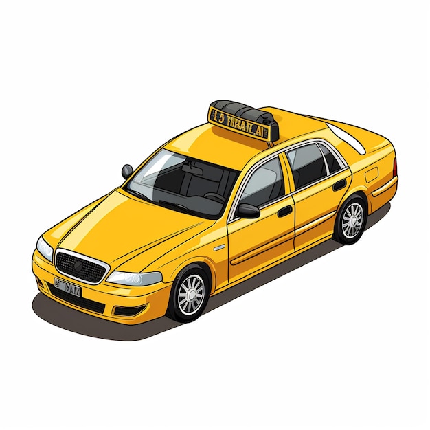 un dessin d'un taxi avec le mot taxi en haut