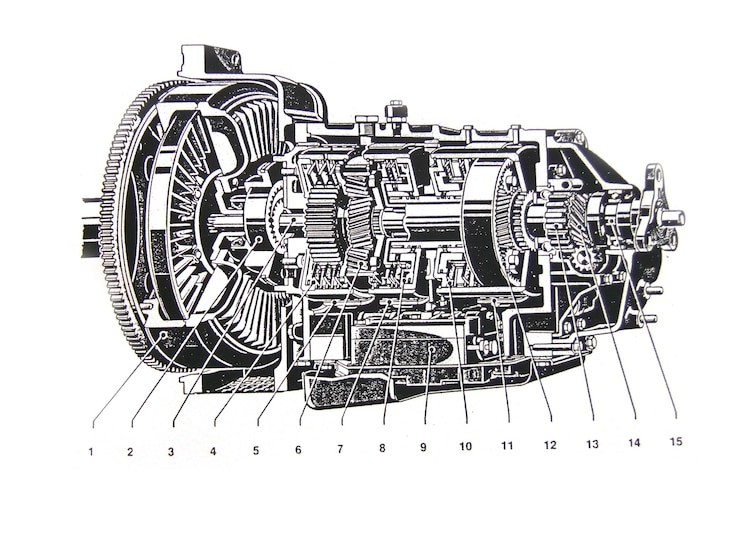 Photo dessin technique du moteur de voiture sur fond blanc