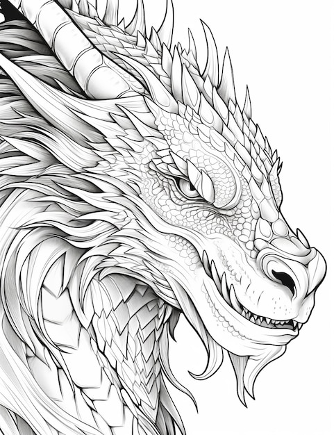 Photo un dessin d'une tête de dragon avec un stylo dans sa bouche