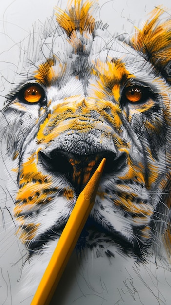 Dessin de tigre au crayon