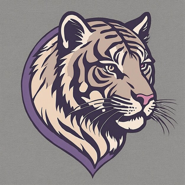 Photo un dessin d'un tigre avec un fond violet