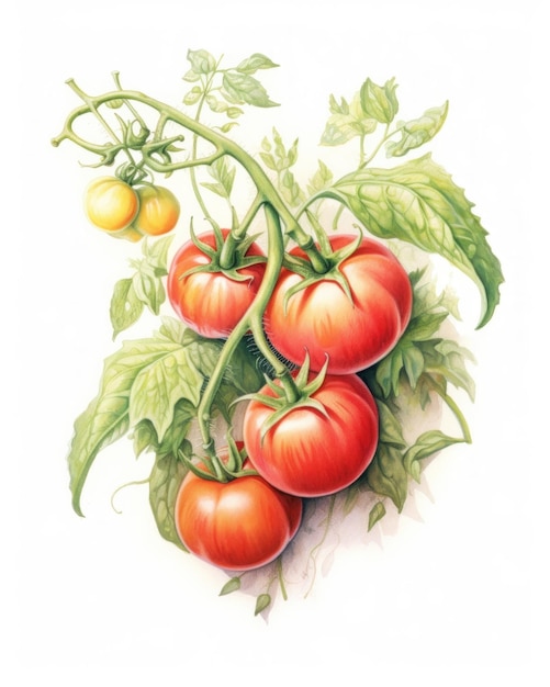 Un dessin de tomates sur fond blanc