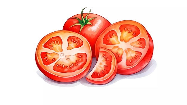 Un dessin de tomates avec le mot tomate en bas.