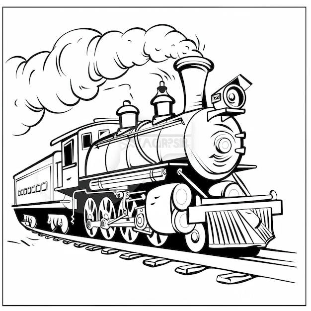 Photo un dessin d'un train avec un dessin de moteur à vapeur