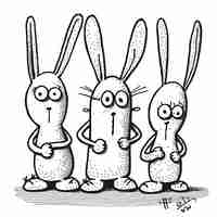 Photo un dessin de trois lapins de dessin animé avec un lapin disant
