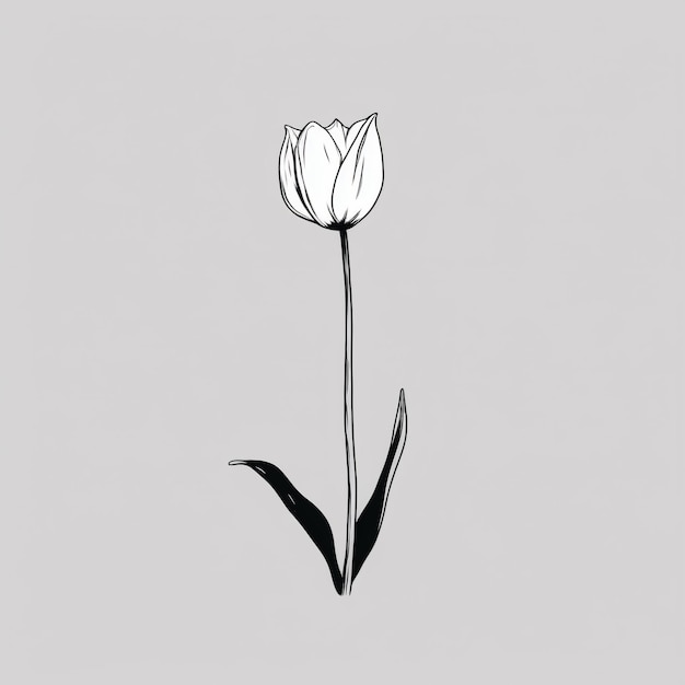 Photo un dessin d'une tulipe avec une feuille dessus.