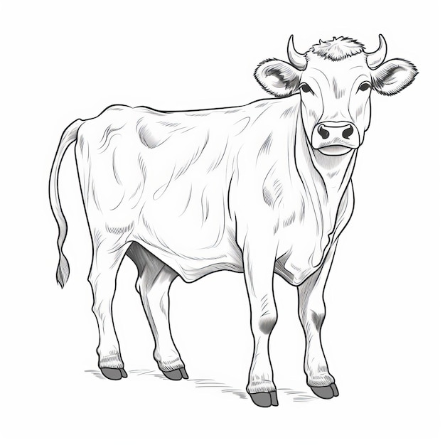 Un dessin de vache réaliste mais stylisé avec des illustrations détaillées de personnages