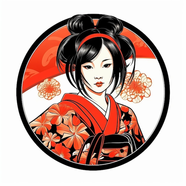 dessin vectoriel de fille kimono anime pour masque d'écrêtage t-shirt