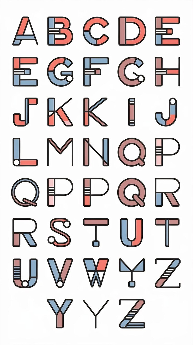 Photo un dessin vectoriel de signes iconiques de lettres un ensemble d'icônes plates abstraites
