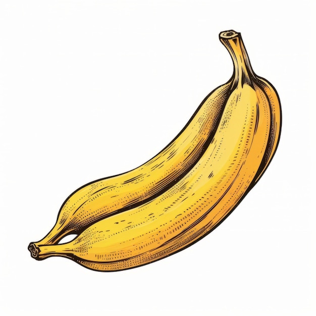 Photo dessin vintage d'une banane isolée avec un style de gravure détaillé