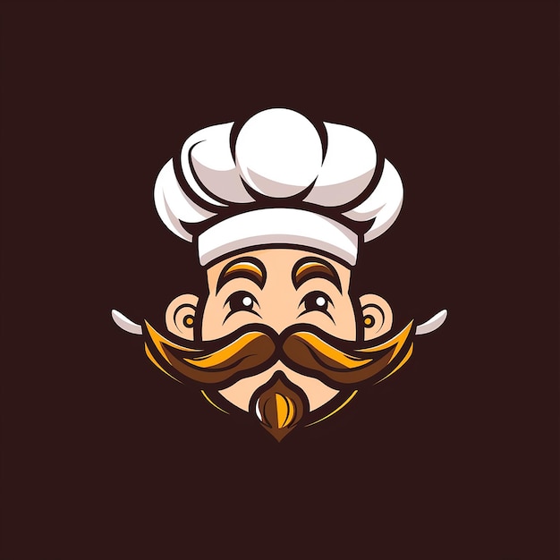 un dessin d'un visage de chef avec une moustache et une mouste
