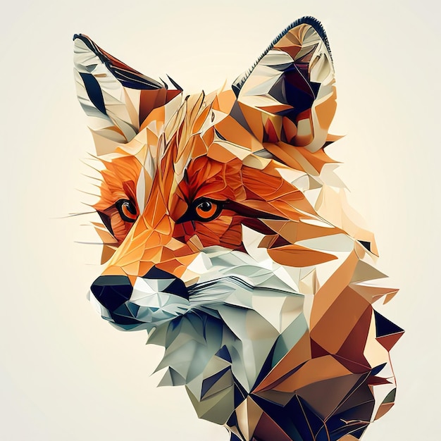 Photo dessin d'un visage de renard roux dans le style poteau bas le concept d'une image ai générée d'un animal