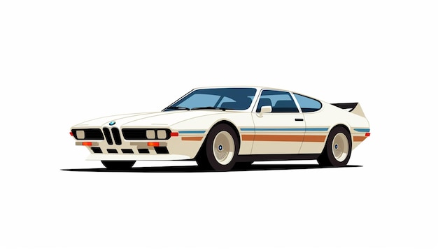 Un dessin d'une voiture bmw avec un tuyau d'échappement.