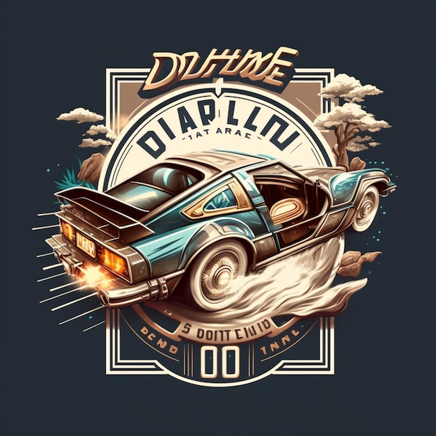 Un dessin d'une voiture delorean avec les mots dieppe dessus.