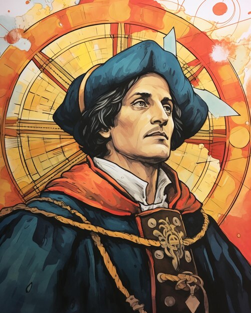 dessiné à la main d'un jour de columbus américain