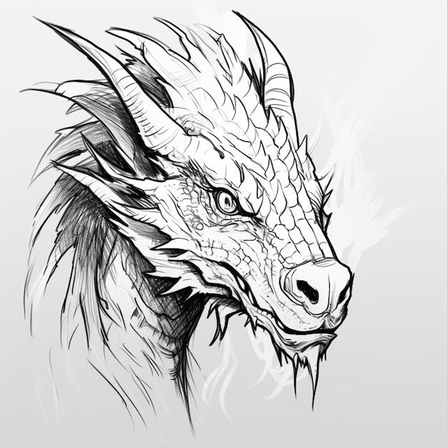 Dessiner une tête de dragon avec des dents pointues, image générative, art généré par l'IA