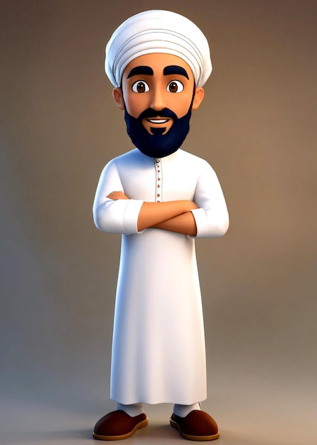 Photo des dessins animés en 3d d'un arabe souriant