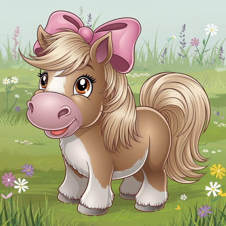 Photo des dessins animés sur des chevaux mignons