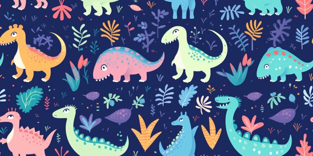 dessins animés de dinosaures colorés