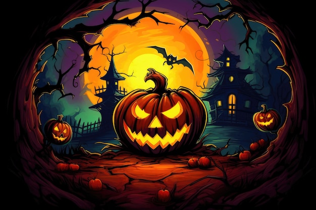 Des dessins animés d'Halloween effrayants