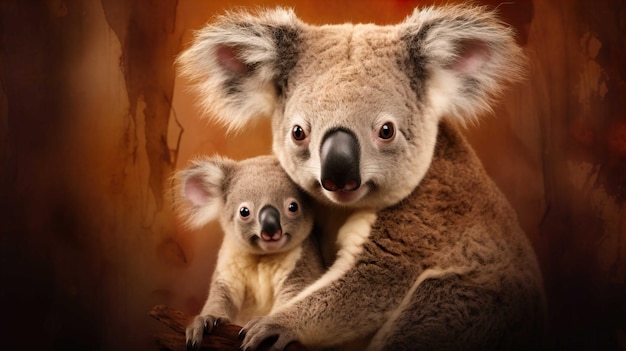 Des dessins animés mère et enfant koala générer de l'IA