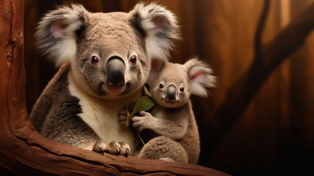 Des dessins animés mère et enfant koala générer de l'IA