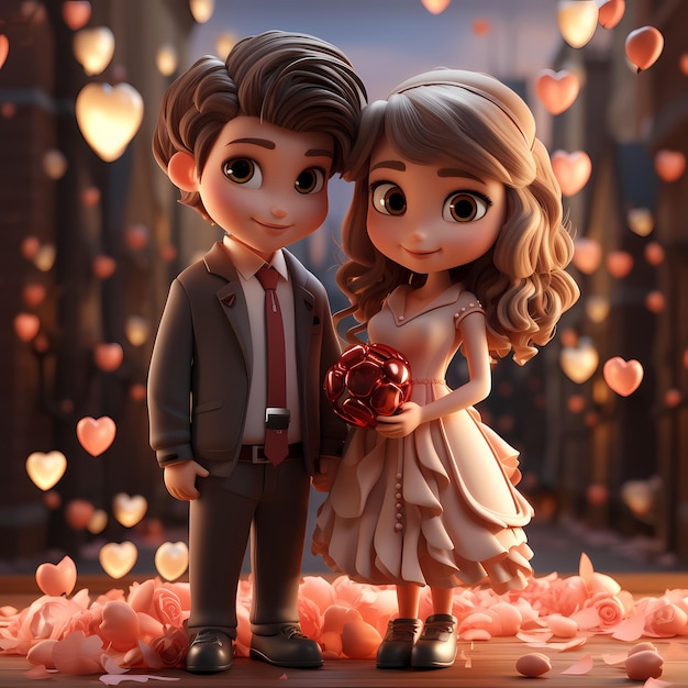 Des dessins animés de la Saint-Valentin en 3D