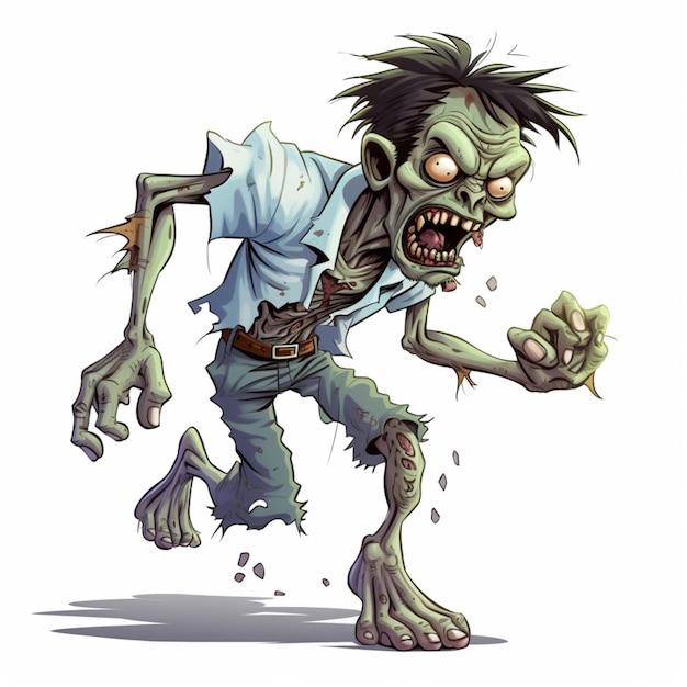 Des dessins animés de zombies en 2D sur fond blanc