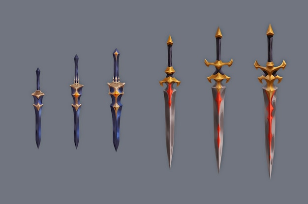 Des dessins d'armes et des icônes de jeux d'épées